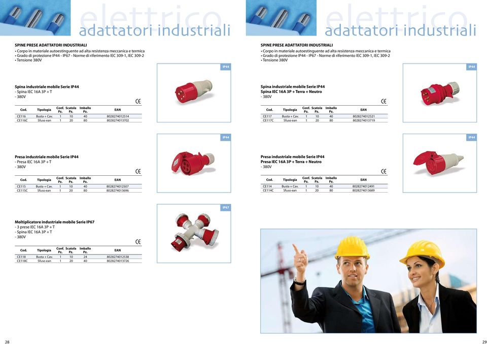 Norme di riferimento IEC 309-1, IEC 309-2 Tensione 380V IP44 Spina industriale mobile Serie IP44 - Spina IEC 16A 3P + T - 380V Spina industriale mobile Serie IP44 Spina IEC 16A 3P + Terra + Neutro -