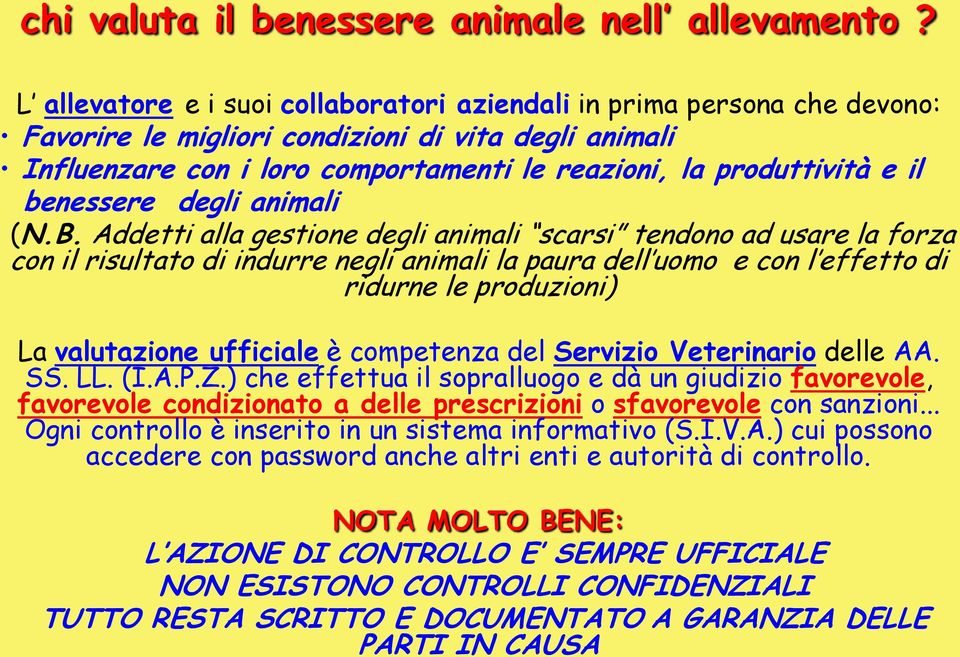 benessere degli animali (N.B.