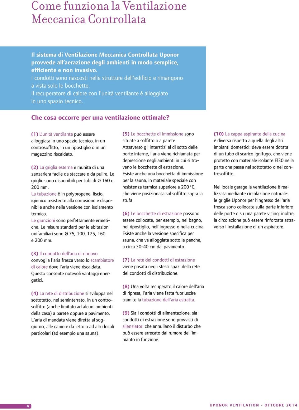 Che cosa occorre per una ventilazione ottimale? (1) L unità ventilante può essere alloggiata in uno spazio tecnico, in un controsoffitto, in un ripostiglio o in un magazzino riscaldato.