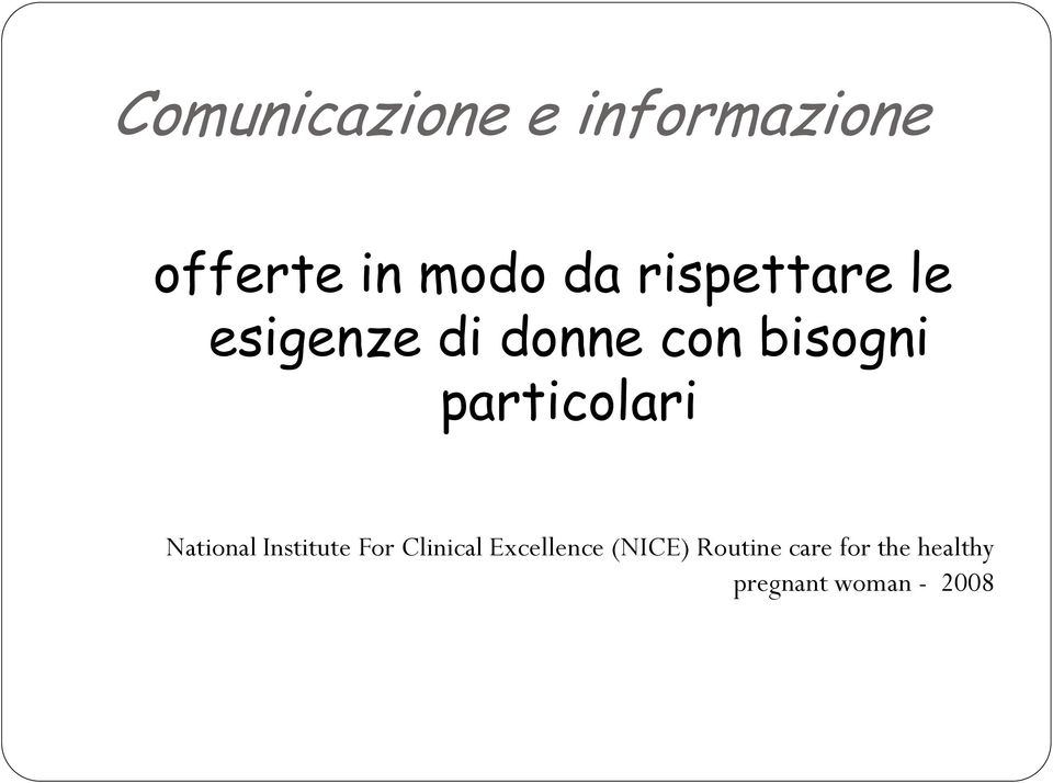 particolari National Institute For Clinical