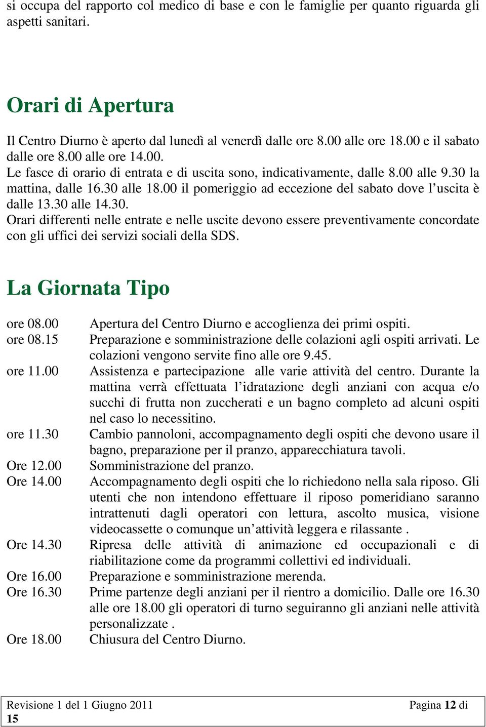 00 il pomeriggio ad eccezione del sabato dove l uscita è dalle 13.30 