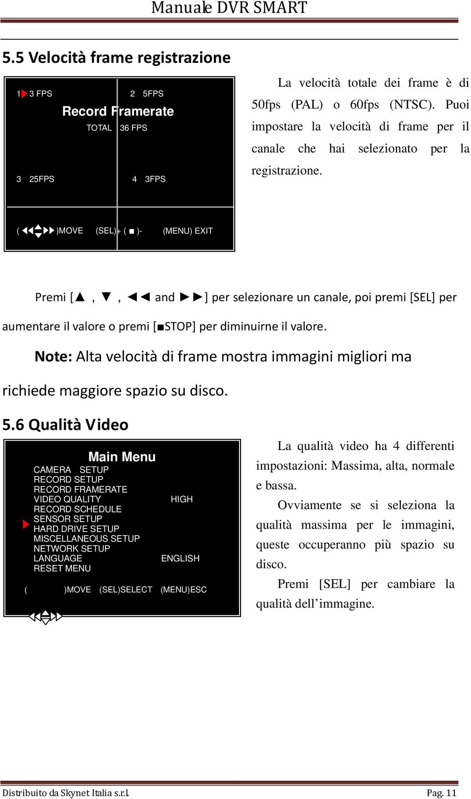 ( )MOVE (SEL)+ ( )- (MENU) EXIT Premi [,, and ] per selezionare un canale, poi premi [SEL] per aumentare il valore o premi [ STOP] per diminuirne il valore.