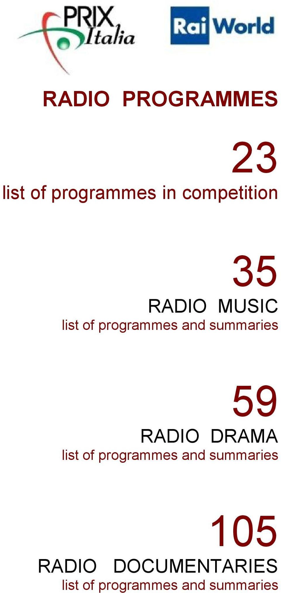 DRAMA list of programmes and summaries 105