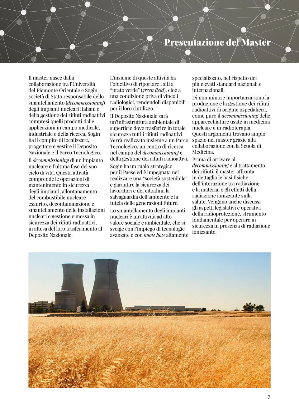Sogin ha il compito di localizzare, progettare e gestire il Deposito Nazionale e il Parco Tecnologico. Il decommissioning di un impianto nucleare è l ultima fase del suo ciclo di vita.