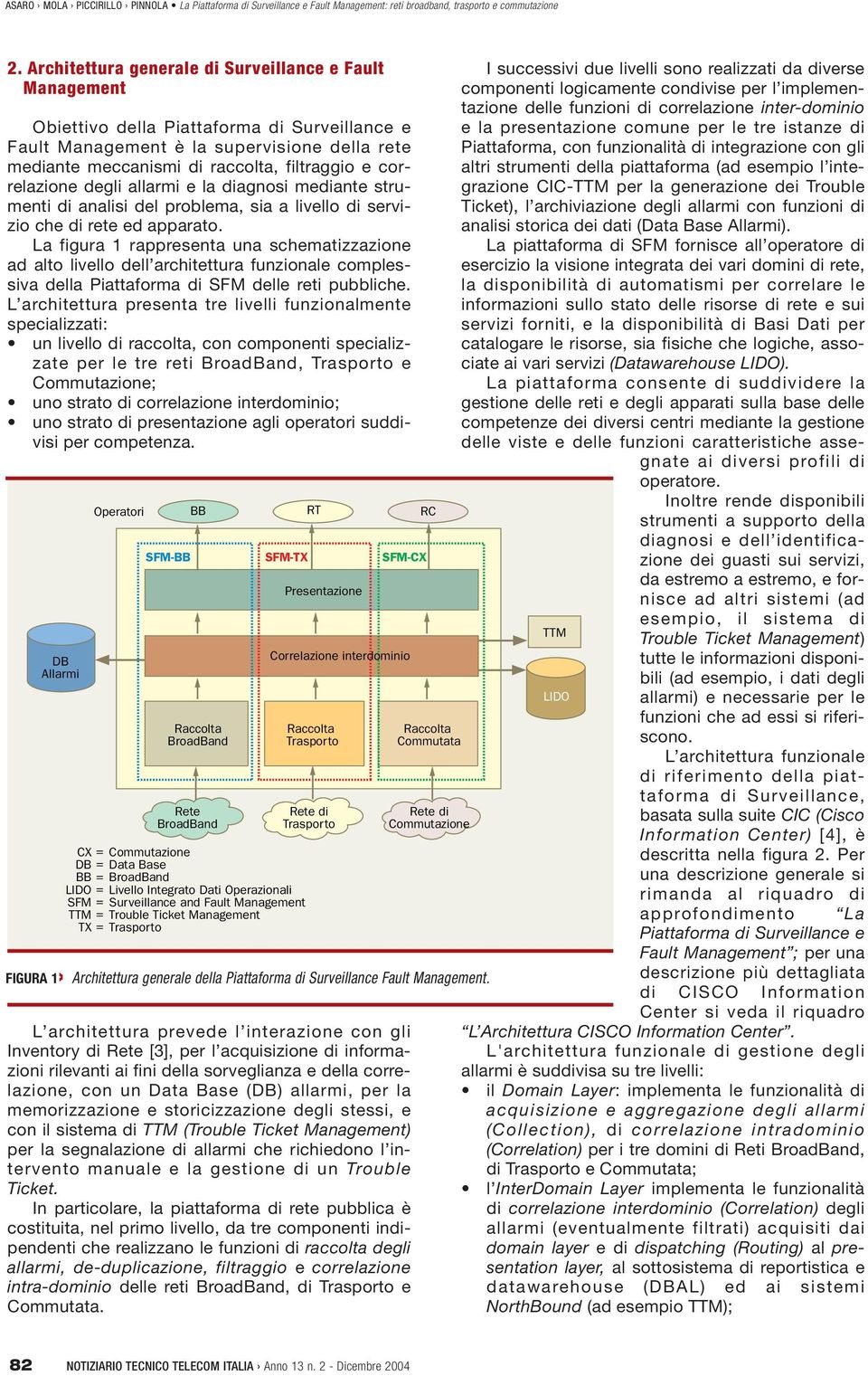 La figura 1 rappresenta una schematizzazione ad alto livello dell architettura funzionale complessiva della Piattaforma di SFM delle reti pubbliche.