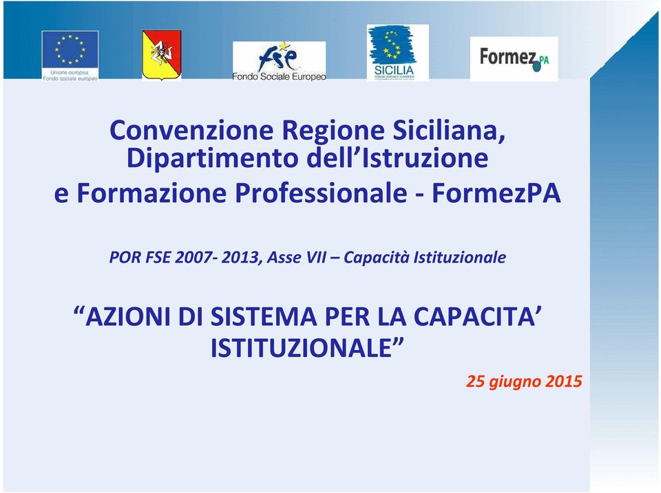 FSE 2007-2013, Asse VII Capacità Istituzionale