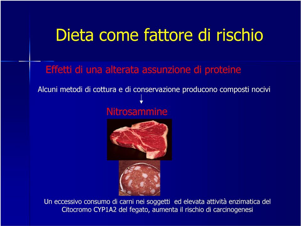 nocivi Nitrosammine Un eccessivo consumo di carni nei soggetti ed elevata