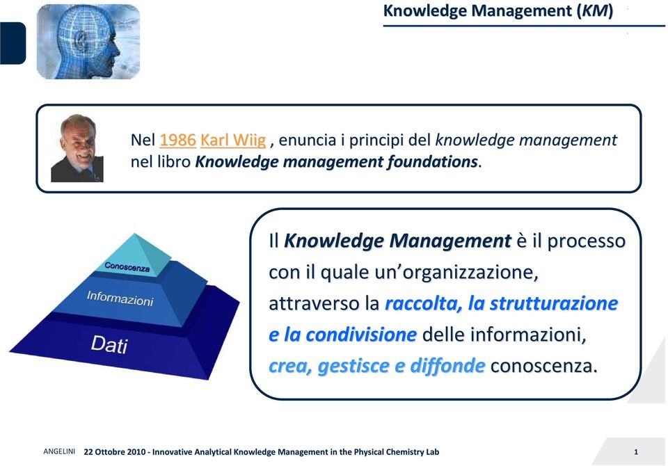 Il Knowledge Managementè il processo con il quale un organizzazione, attraverso
