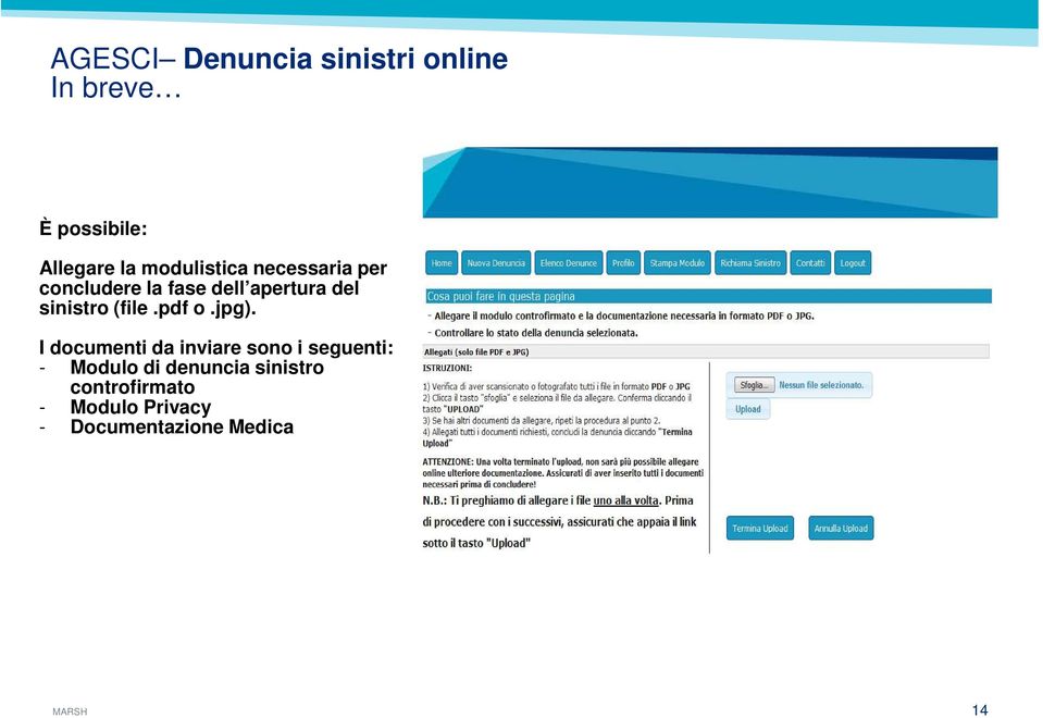 I documenti da inviare sono i seguenti: - Modulo di denuncia