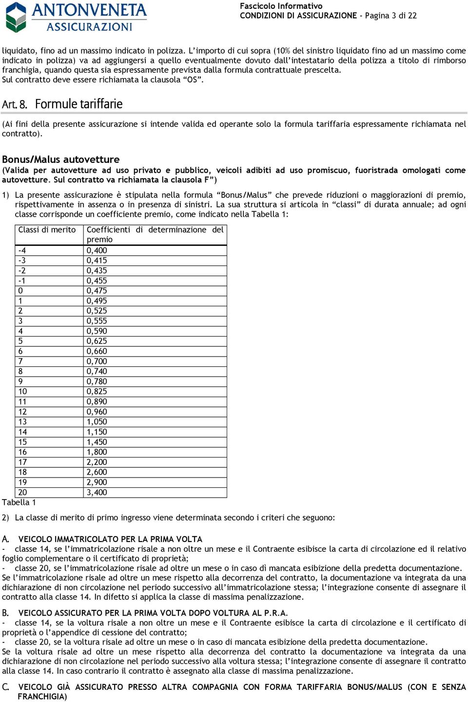 franchigia, quando questa sia espressamente prevista dalla formula contrattuale prescelta. Sul contratto deve essere richiamata la clausola OS. Art. 8.