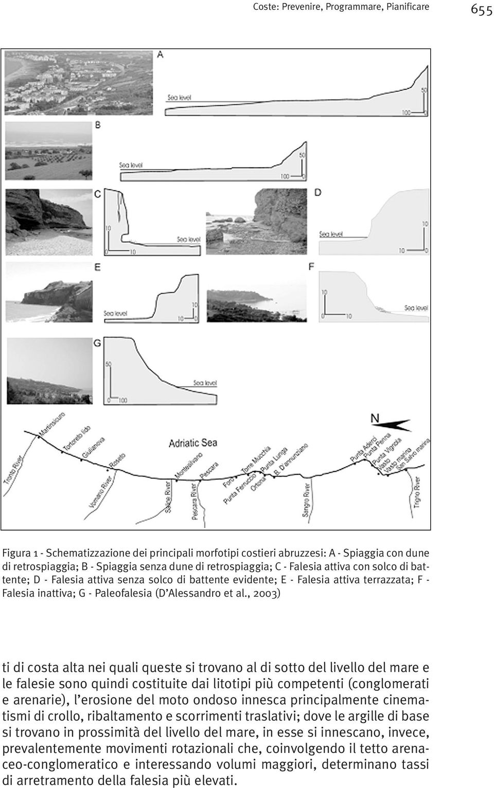 , 2003) ti di costa alta nei quali queste si trovano al di sotto del livello del mare e le falesie sono quindi costituite dai litotipi più competenti (conglomerati e arenarie), l erosione del moto