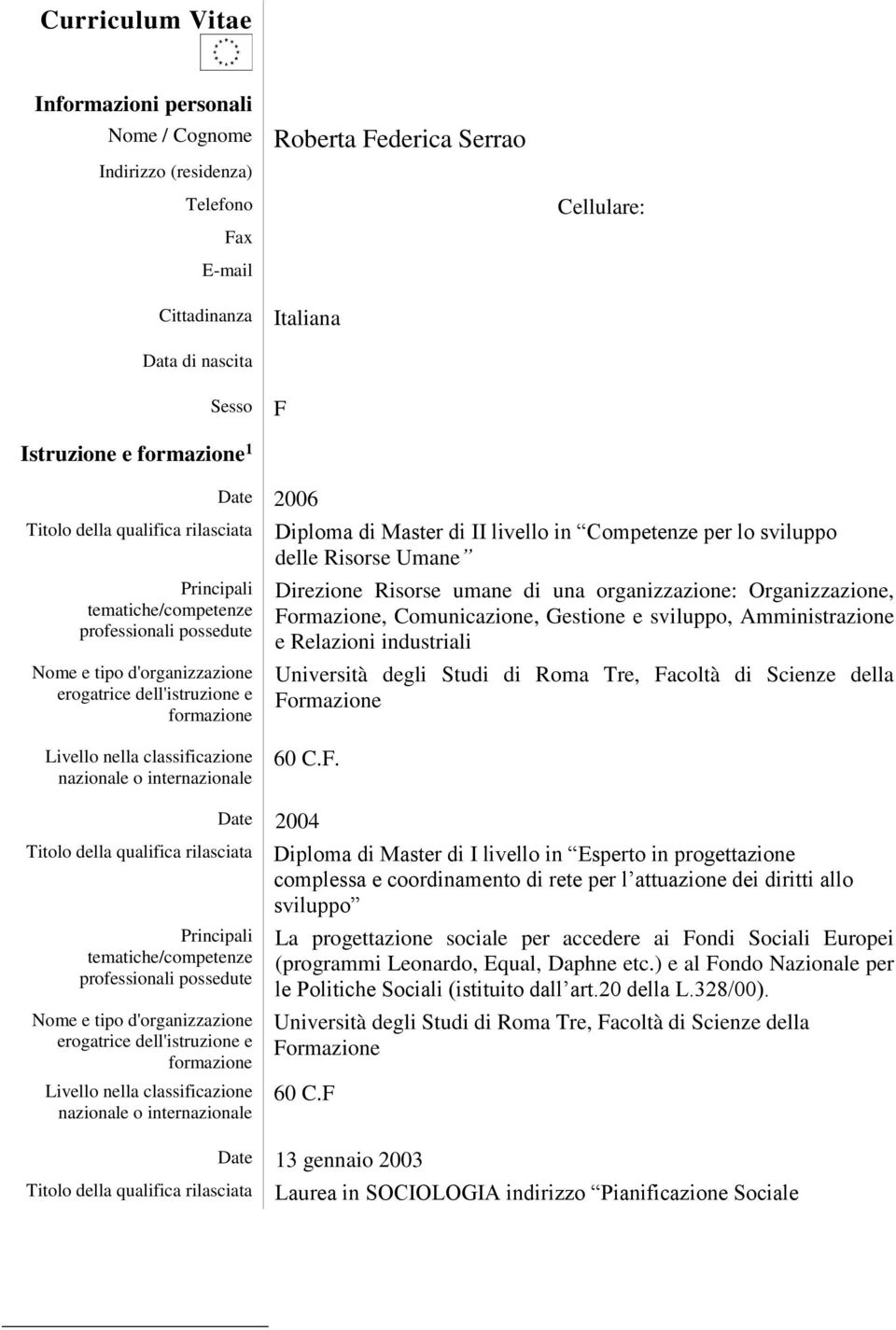 Amministrazione e Relazioni industriali Università degli Studi di Roma Tre, Fa