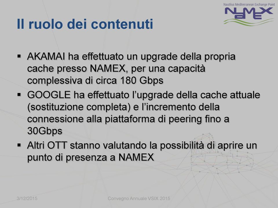 attuale (sostituzione completa) e l incremento della connessione alla piattaforma di