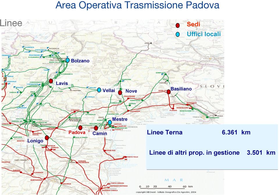 Basiliano Mestre Lonigo Padova Camin Linee