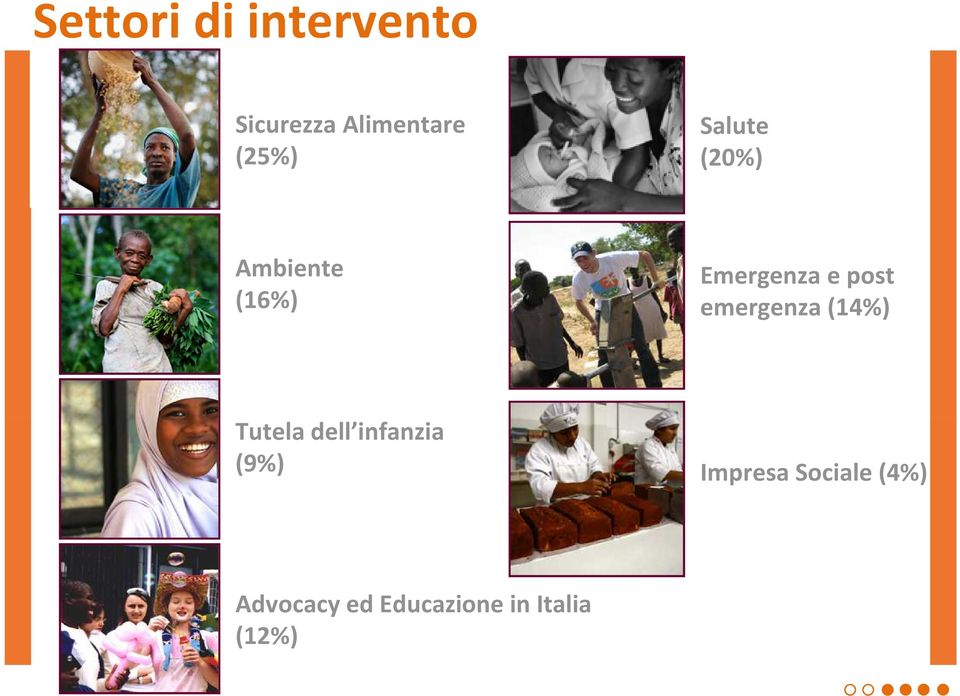 emergenza (14%) Tutela dell infanzia (9%)