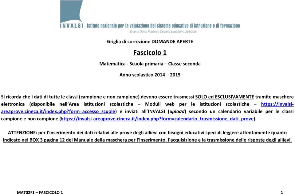 form=accesso_scuole) e inviati all INVALSI (upload) secondo un calendario variabile per le classi campione e non campione (https://invalsi areaprove.cineca.it/index.php?