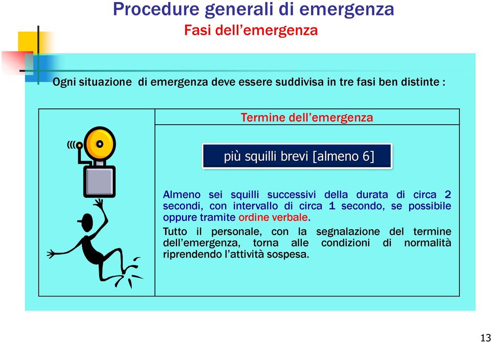 circa 2 secondi, con intervallo di circa 1 secondo, se possibile oppure tramite ordine verbale.