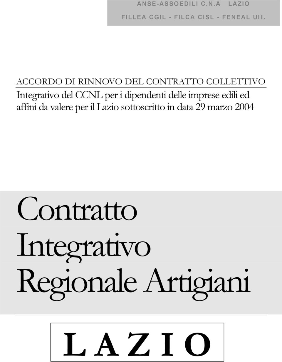 dipendenti delle imprese edili ed affini da valere per il Lazio