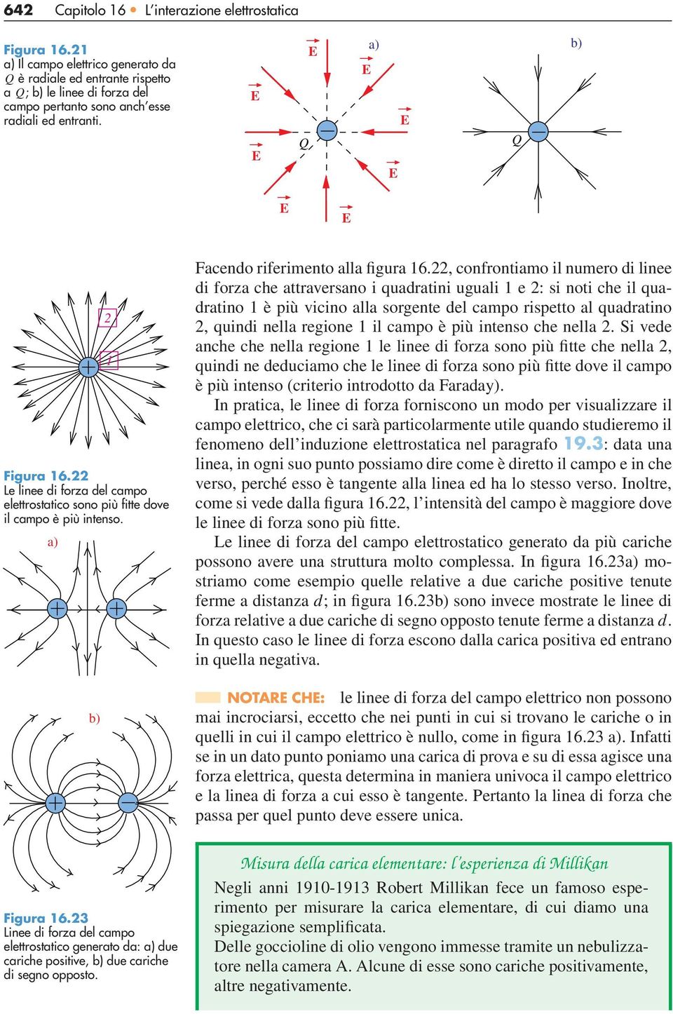 22 Le linee di forza del campo elettrostatico sono più fitte dove il campo è più intenso. a) b) 2 1 Facendo riferimento alla figura 16.