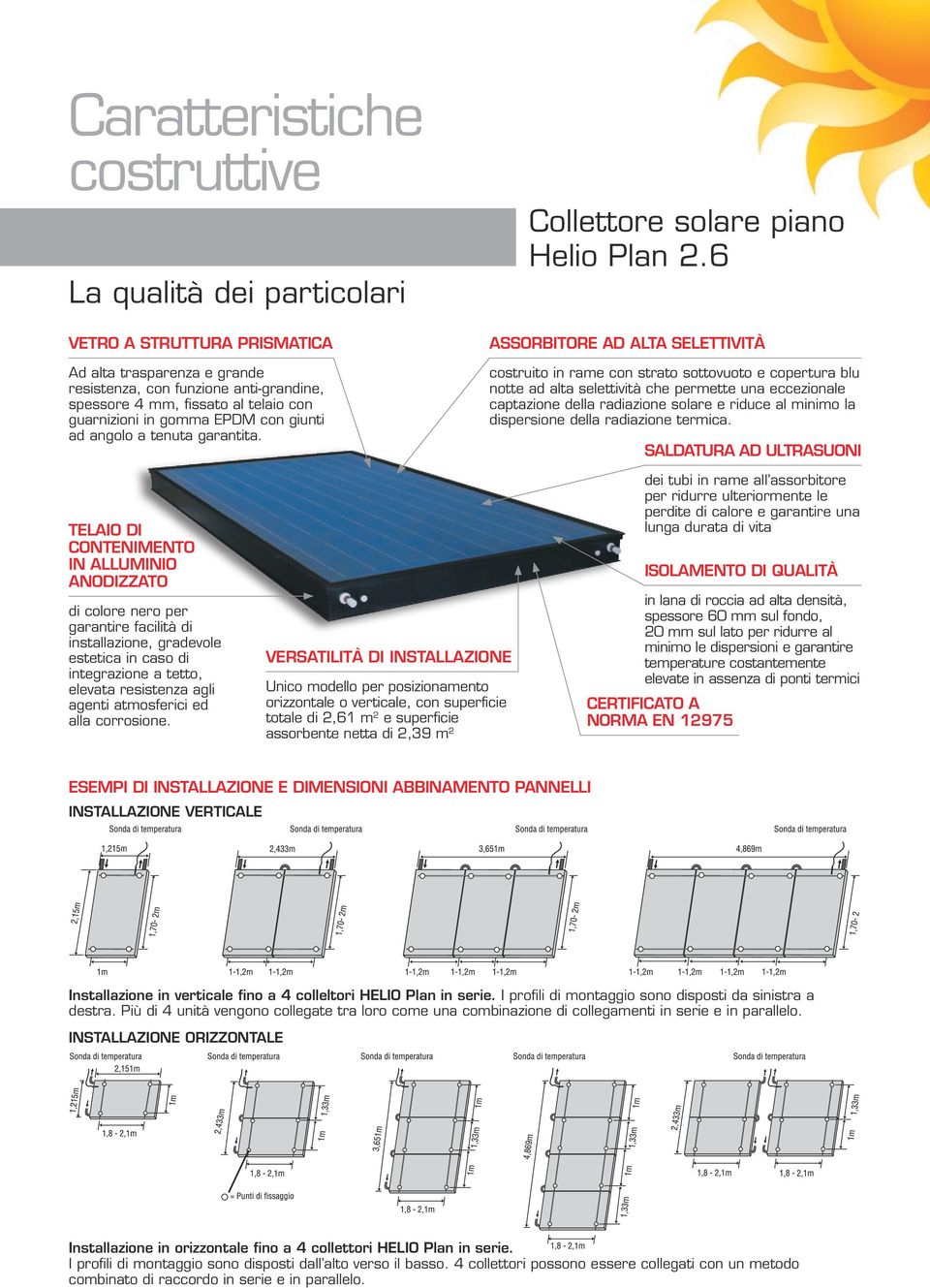 6 ASSORBITORE AD ALTA SELETTIVITÀ costruito in rame con strato sottovuoto e copertura blu notte ad alta selettività che permette una eccezionale captazione della radiazione solare e riduce al minimo