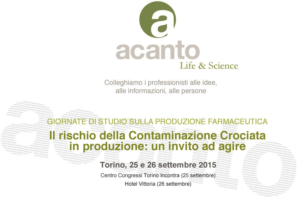 SULLA PRODUZIONE FARMACEUTICA Centro Congressi