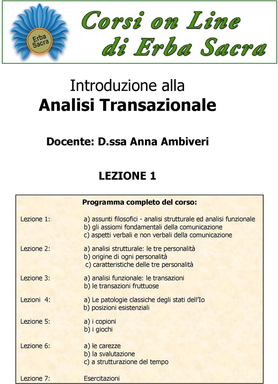 strutturale ed analisi funzionale b) gli assiomi fondamentali della comunicazione c) aspetti verbali e non verbali della comunicazione a) analisi strutturale: le tre