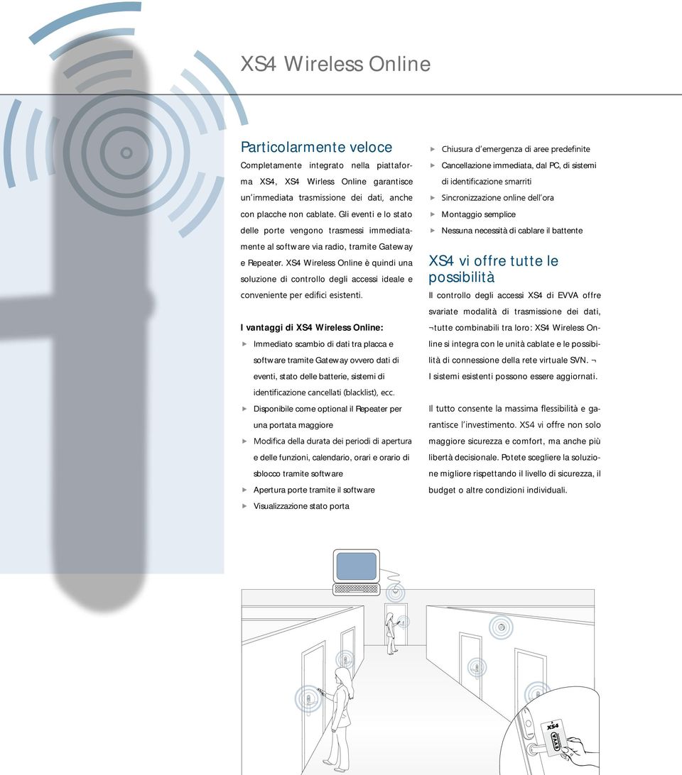 XS4 Wireless Online è quindi una soluzione di controllo degli accessi ideale e conveniente per edifici esistenti.