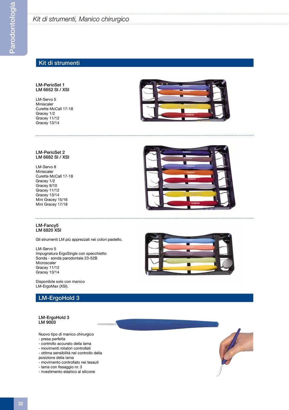 pastello. LM-Servo 5 Impugnatura ErgoSingle con specchietto Sonda - sonda parodontale 23-52B Microscaler Gracey 11/12 Gracey 13/14 Disponibile solo con manico LM-ErgoMax (XSI).