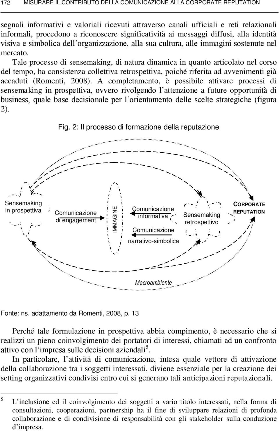 Tale processo di sensemaking, di natura dinamica in quanto articolato nel corso del tempo, ha consistenza collettiva retrospettiva, poiché riferita ad avvenimenti già accaduti (Romenti, 2008).