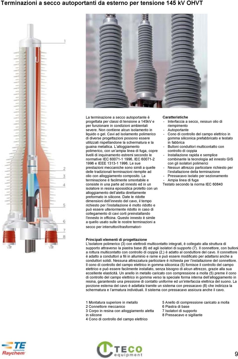 L alloggiamento polimerico, con un ampia linea di fuga, copre livelli di inquinamento estremi secondo le normative IEC 60071-1 1996, IEC 60071-2 1996 e IEEE 1313-1 1996.