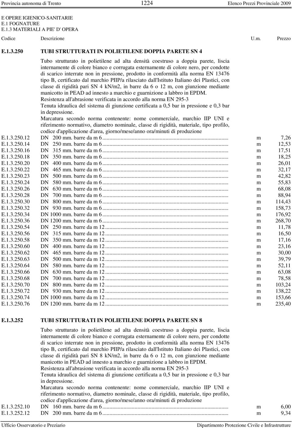 250 TUBI STRUTTURATI IN POLIETILENE DOPPIA PARETE SN 4 Tubo strutturato in polietilene ad alta densità coestruso a doppia parete, liscia internamente di colore bianco e corrugata esternamente di