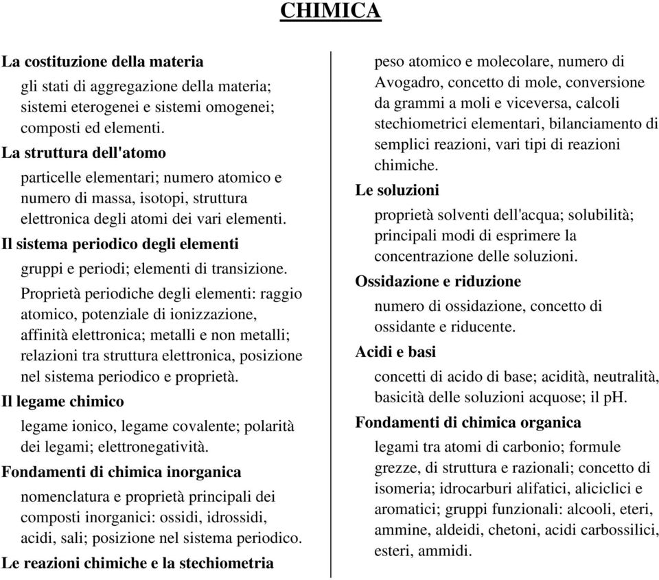 Il sistema periodico degli elementi gruppi e periodi; elementi di transizione.