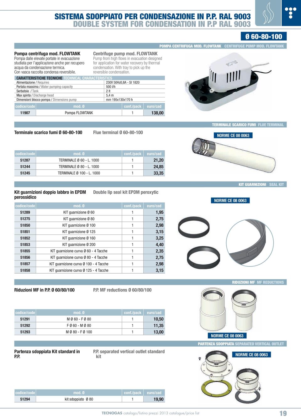 P RAL 9003 Caratteristiche tecniche Technical characteristics Alimentazione / Requires 230V 50Hz0,8A - SI 1820 Portata massima / Water pumping capacity 500 l/h Serbatoio / Tank 2 lt Max spinta /