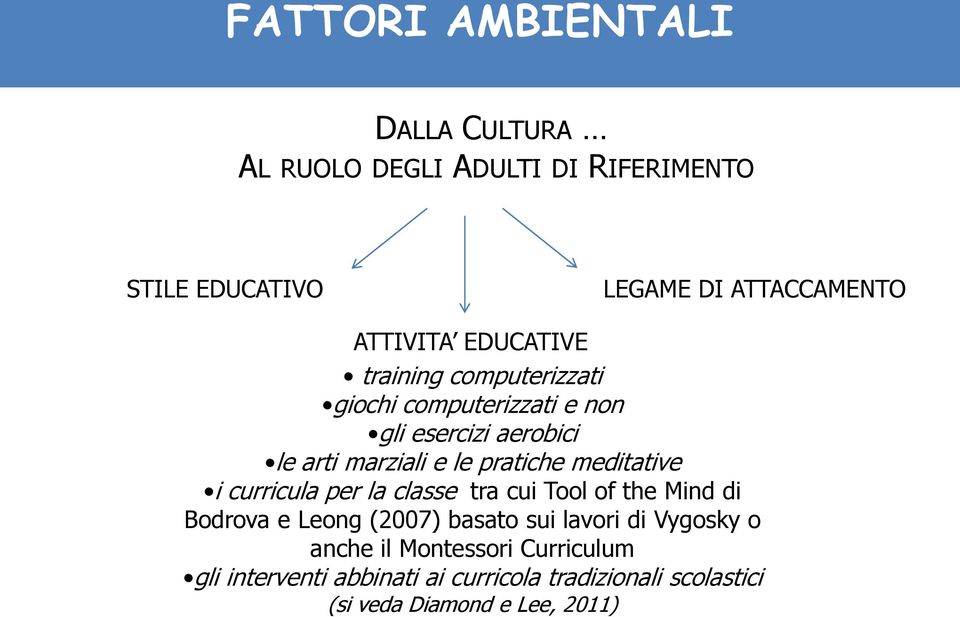 meditative i curricula per la classe tra cui Tool of the Mind di Bodrova e Leong (2007) basato sui lavori di Vygosky o