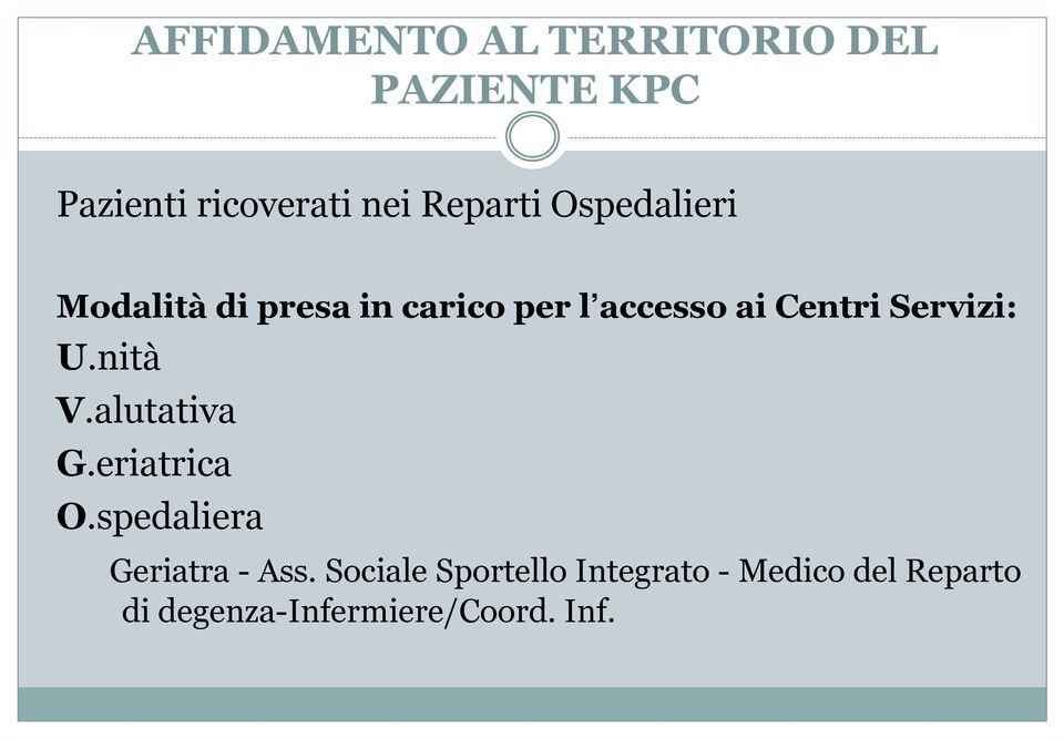 Servizi: U.nità V.alutativa G.eriatrica O.spedaliera Geriatra - Ass.