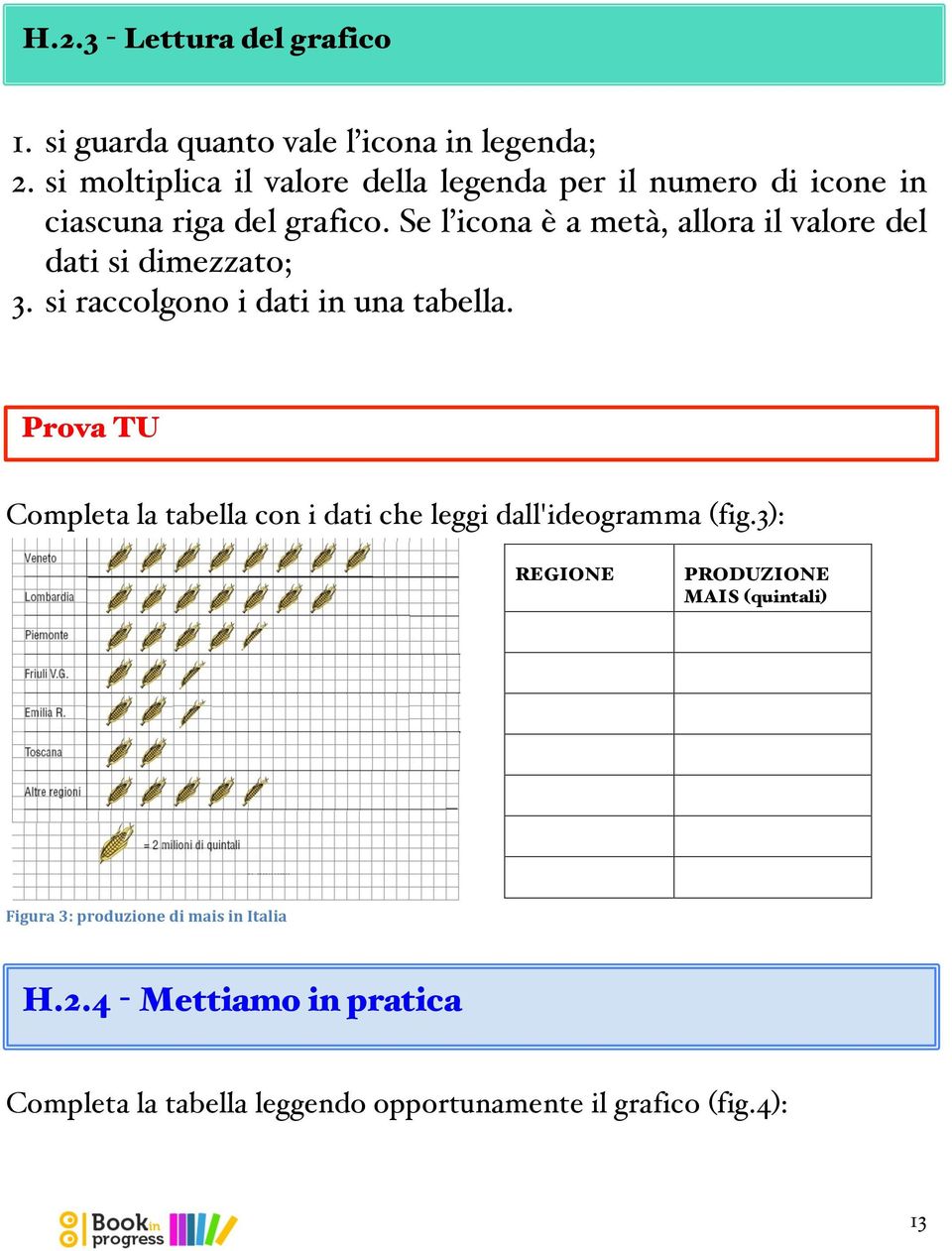 Se l icona è a metà, allora il valore del dati si dimezzato; 3. si raccolgono i dati in una tabella.