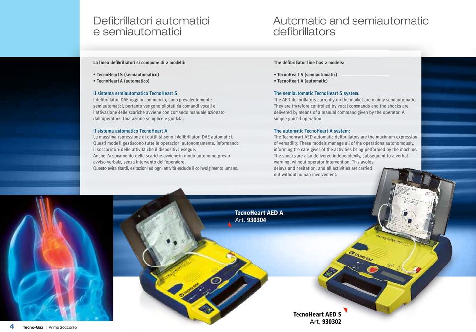 comando manuale azionato dall operatore. Una azione semplice e guidata. Il sistema automatico TecnoHeart A La massima espressione di duttilità sono i defibrillatori DAE automatici.