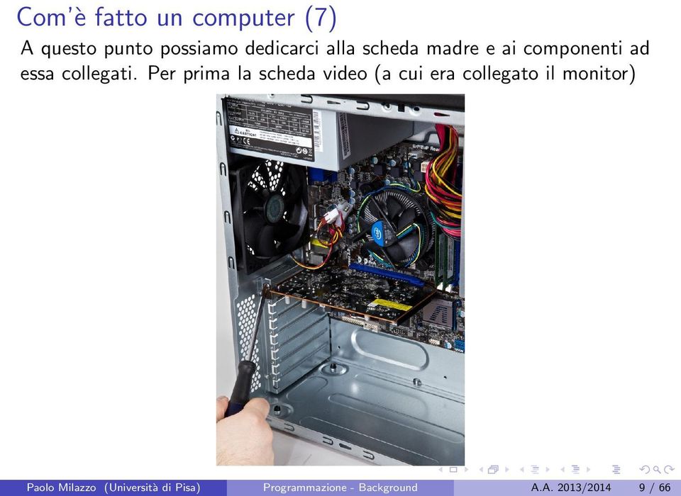 Per prima la scheda video (a cui era collegato il monitor) Paolo