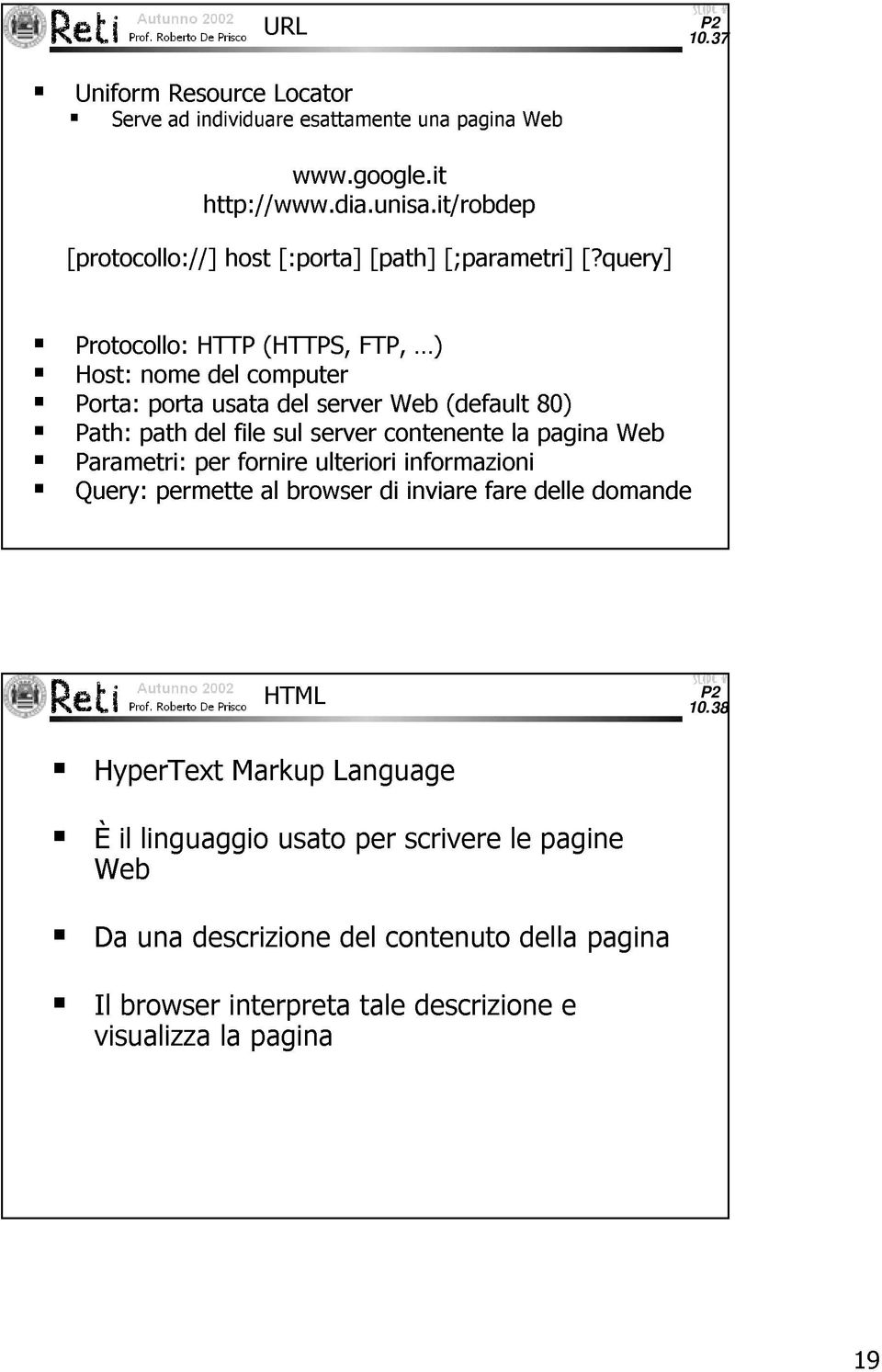 query] Protocollo: HTTP (HTTPS, FTP, ) Host: nome del computer Porta: porta usata del server Web (default 80) Path: path del file sul server contenente la pagina