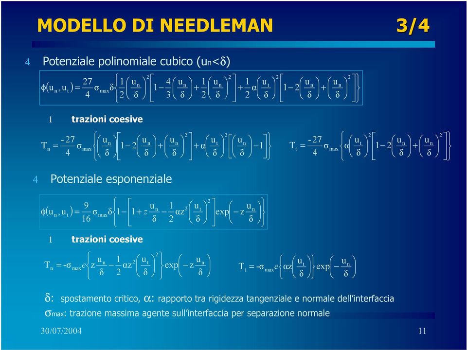 z Τ z exp αz z - max e Τ exp αz - max e razioi coesive : sposameo criico, α: rapporo ra