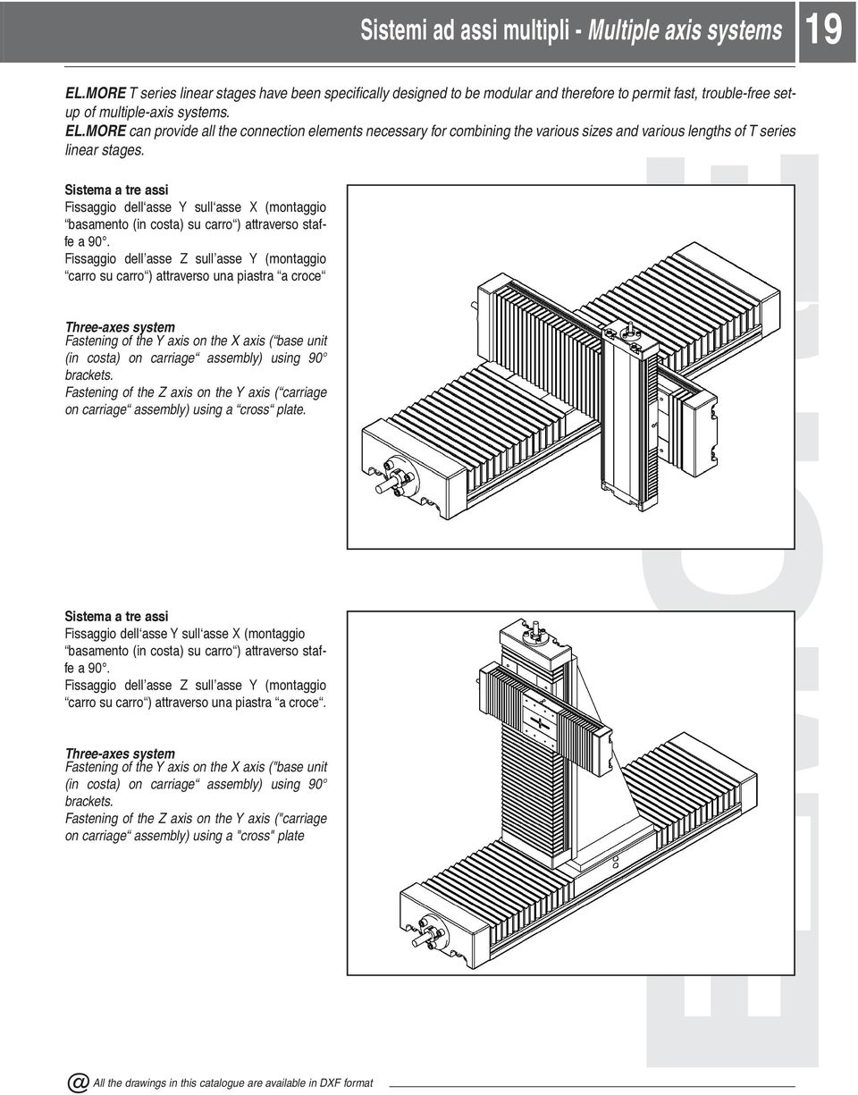 MORE can provide all the connection elements necessary for combining the various sizes and various lengths of T series linear stages.