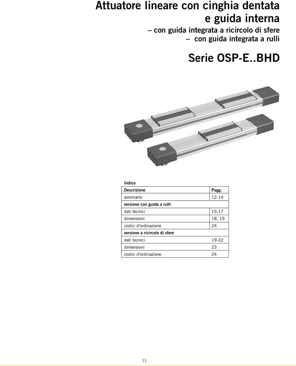 sommario 12-14 versione con guida a rulli dati tecnici 15-17 dimensioni 18, 19 codici