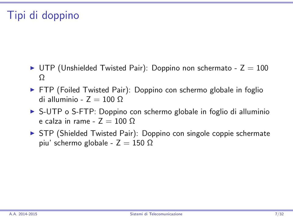 schermo globale in foglio di alluminio e calza in rame - Z = 100 Ω STP (Shielded Twisted Pair):