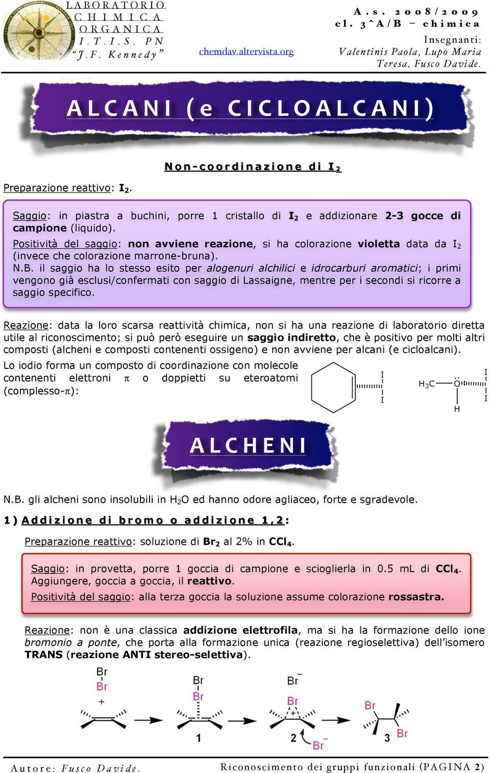 il saggio ha lo stesso esito per alogenuri alchilici e idrocarburi aromatici; i primi vengono già esclusi/confermati con saggio di Lassaigne, mentre per i secondi si ricorre a saggio specifico.