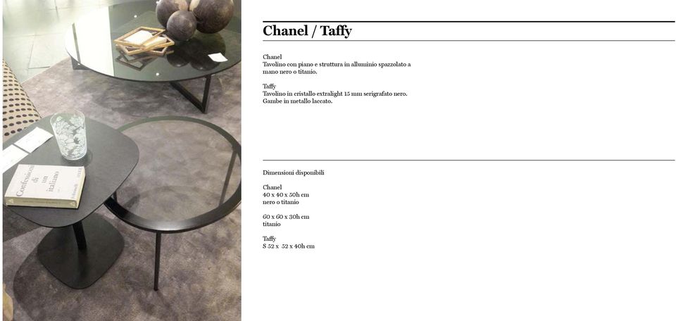 Taffy Tavolino in cristallo extralight 15 mm serigrafato nero.