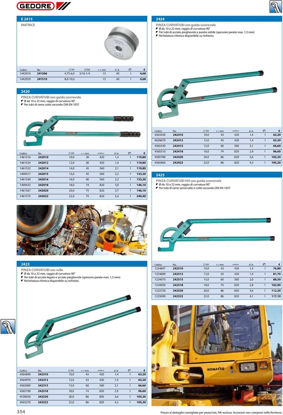 scorrevole T Ø da 10 a 22 mm, raggio di curvatura 90 T Per tubi di rame cotto secondo DIN EN 1057 Codice, r = mm y 0 l X 1461516 242010 10,0 30 420 1,4 1 119,80 1461524 242012 12,0 30 420 1,4 1