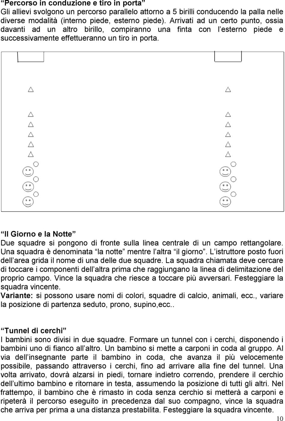 Il Giorno e la Notte Due squadre si pongono di fronte sulla linea centrale di un campo rettangolare. Una squadra è denominata la notte mentre l altra il giorno.