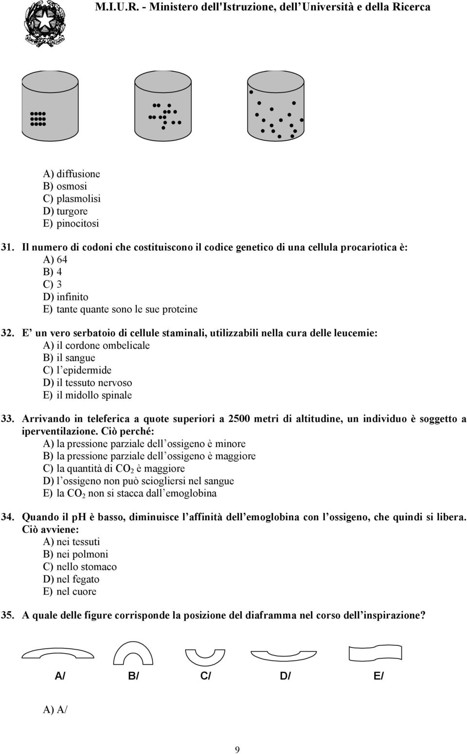 E un vero serbatoio di cellule staminali, utilizzabili nella cura delle leucemie: A) il cordone ombelicale B) il sangue C) l epidermide D) il tessuto nervoso E) il midollo spinale 33.