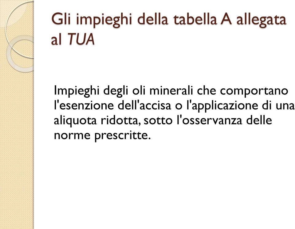 l'esenzione dell'accisa o l'applicazione di una