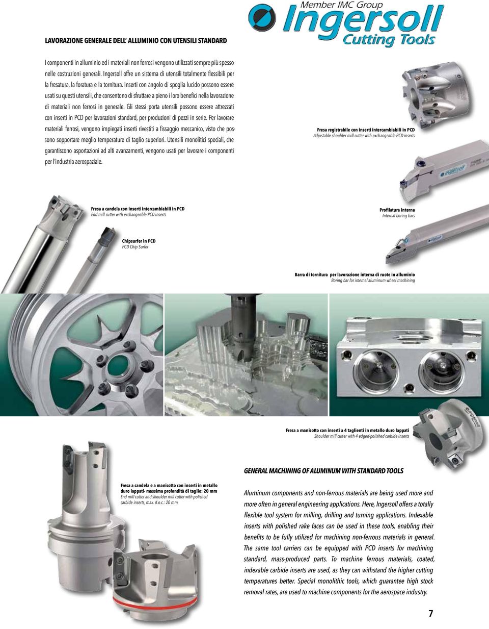 Inserti con angolo di spoglia lucido possono essere usati su questi utensili, che consentono di sfruttare a pieno i loro benefici nella lavorazione di materiali non ferrosi in generale.